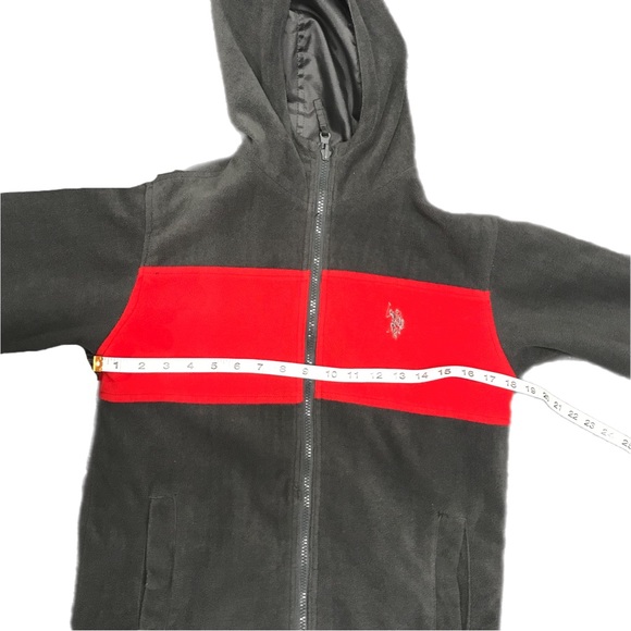 US Polo Assn Boys M/L 10-12 Reversible‎ Fleece Hooded Full Zip Jacket w/Pockets - Picture 8 of 11